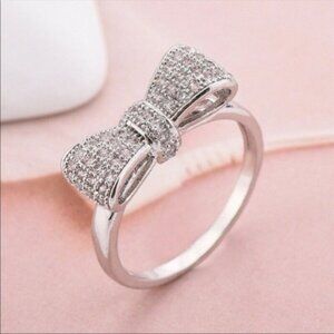 New Women’s 925 Silver Diamond Bow Ring